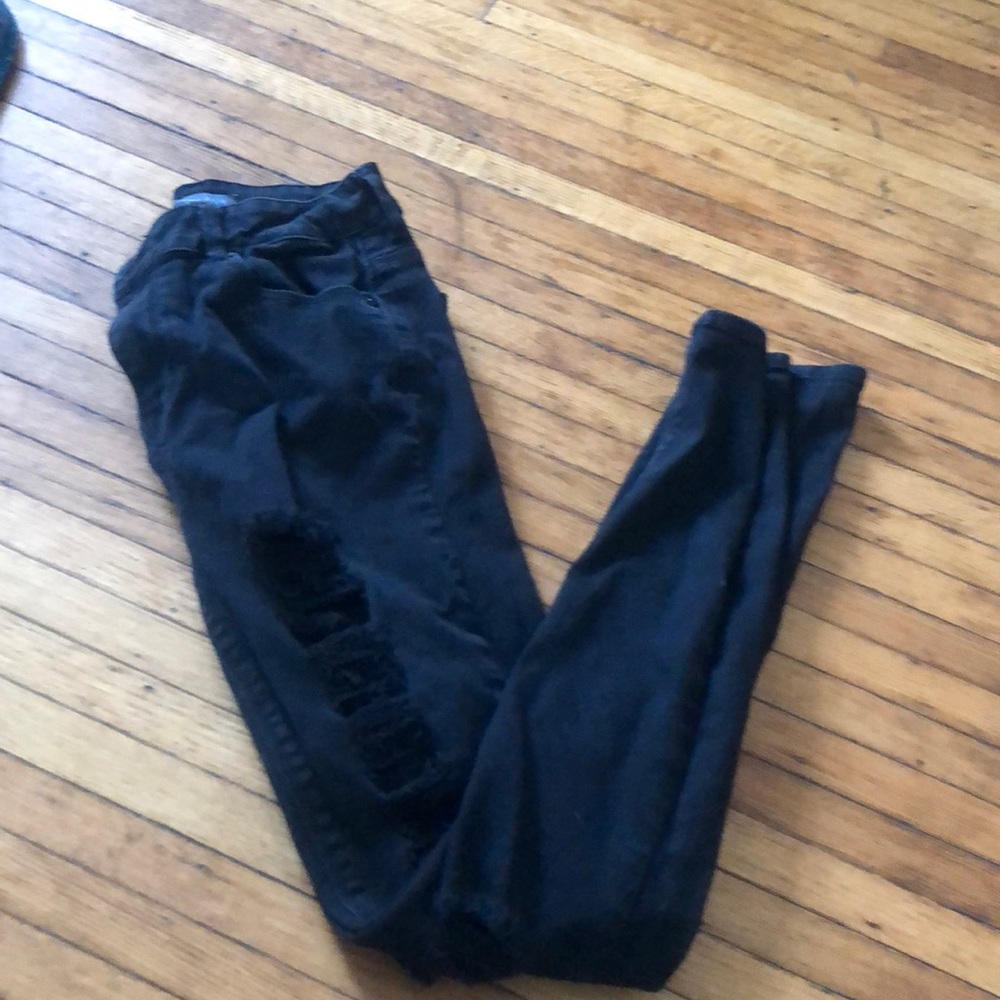 Black distressed jeans